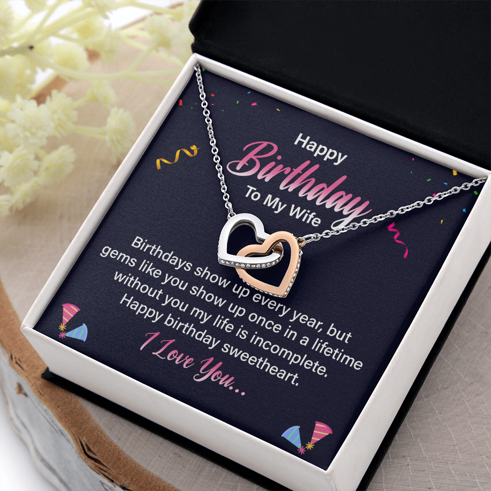 Interlocking Hearts Necklace :Happy Birthday To My Wife I Love You