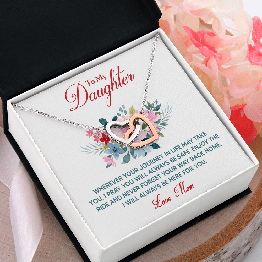 Interlocking Hearts Necklace: Love Mom