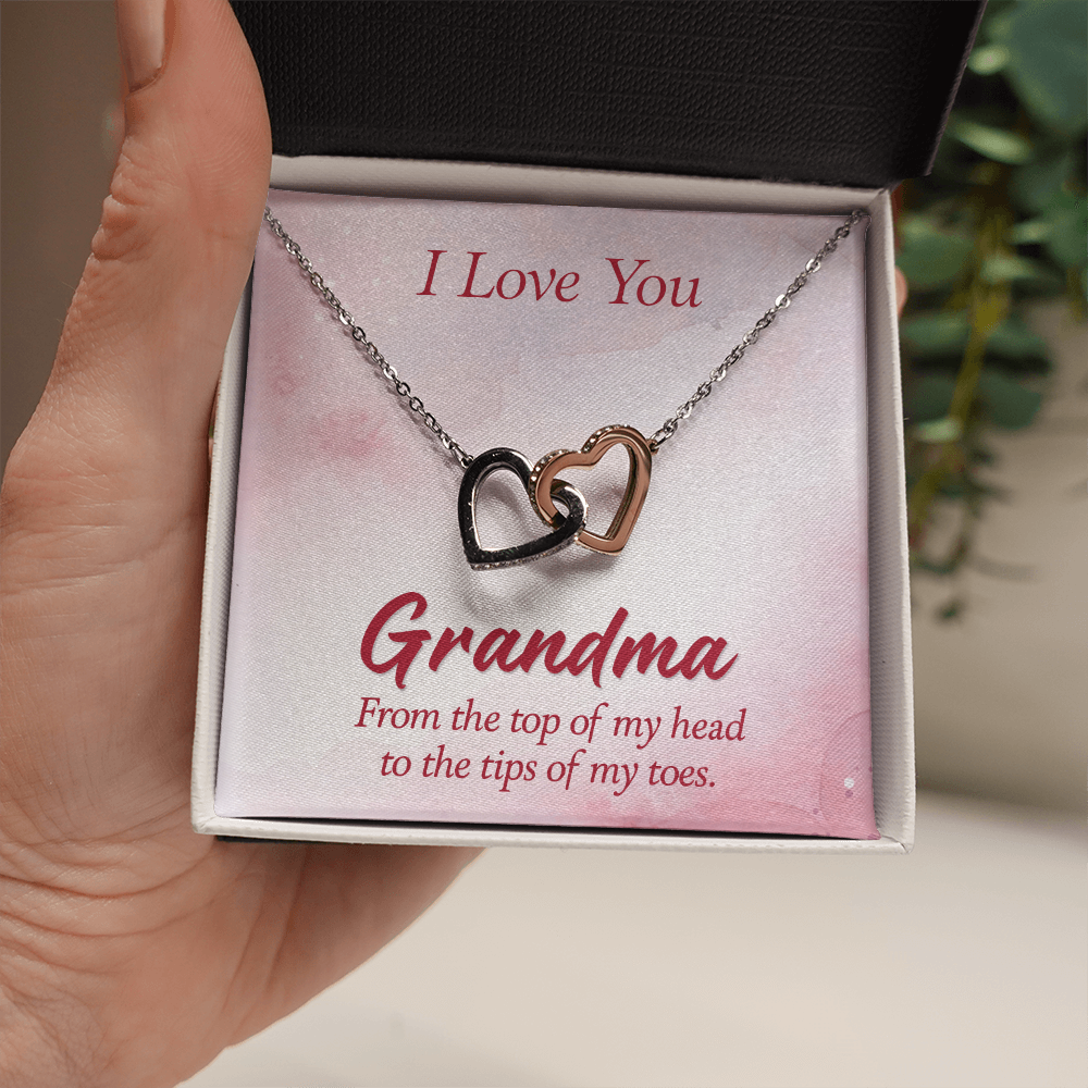 Interlocking Hearts Necklace :I Love You Grandma