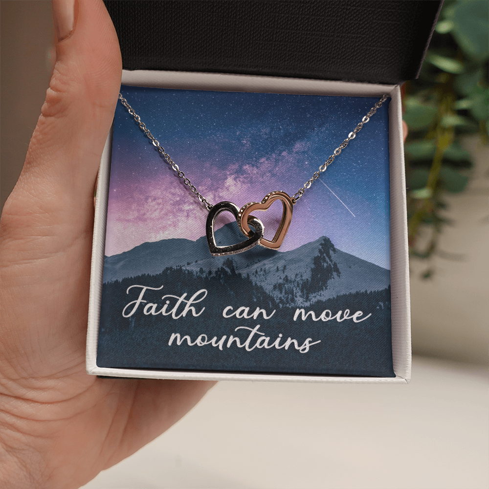 Interlocking Hearts Necklace : Faith Can Move Mountains