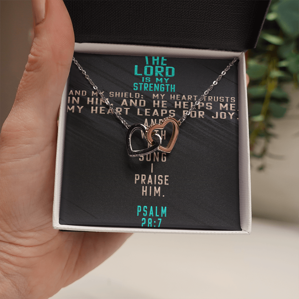 Interlocking Hearts Necklace : The Lord Is My Strength