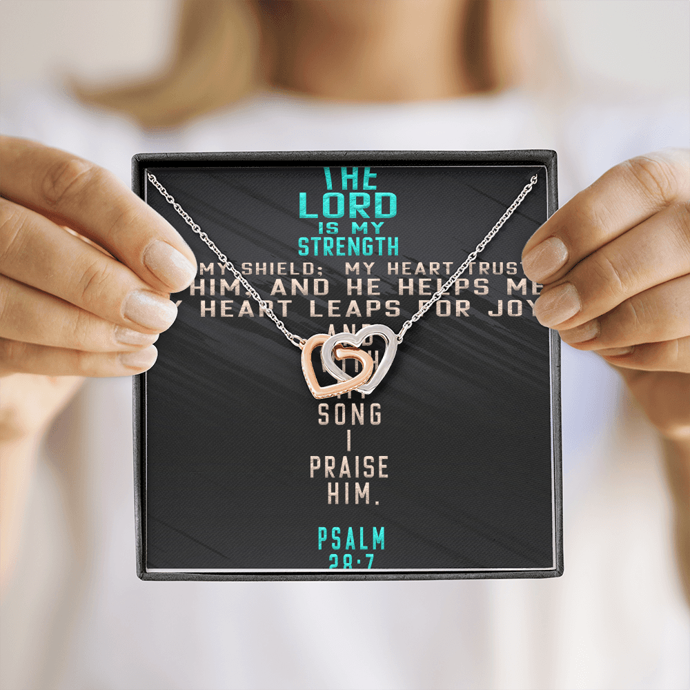 Interlocking Hearts Necklace : The Lord Is My Strength