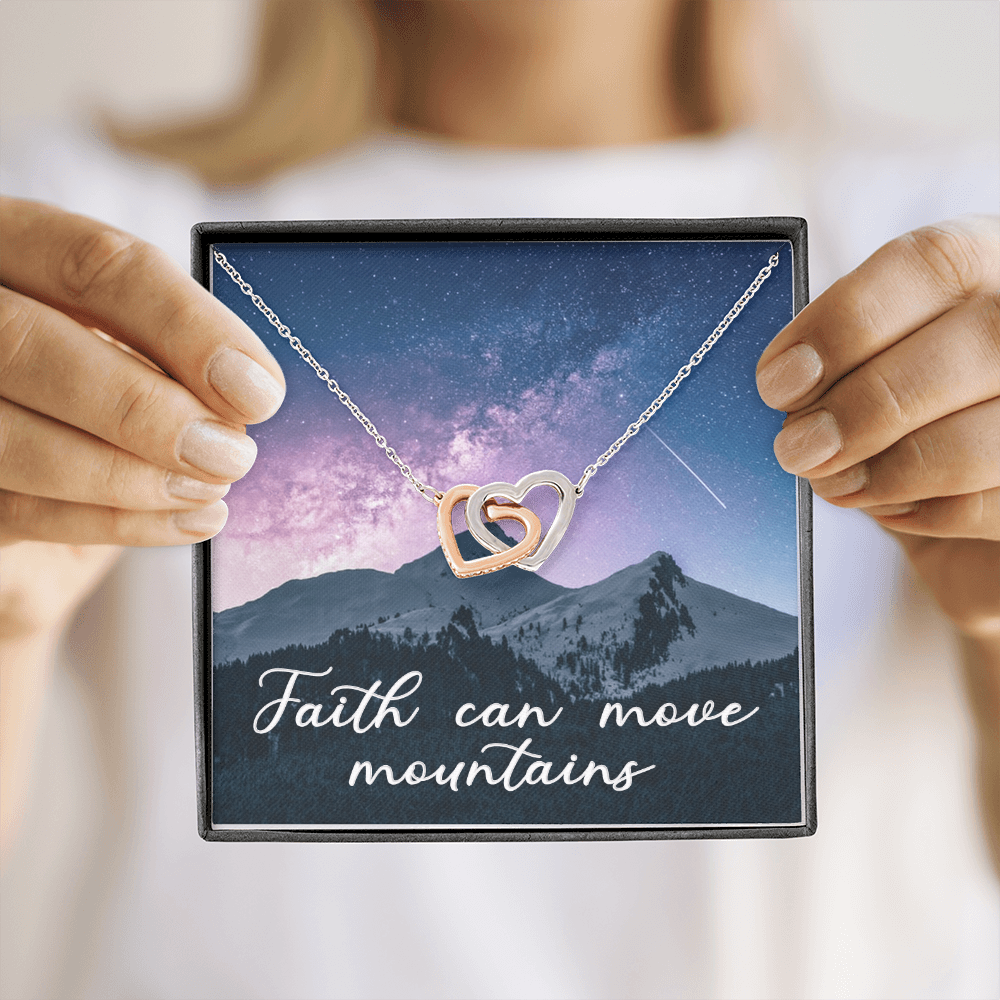 Interlocking Hearts Necklace : Faith Can Move Mountains