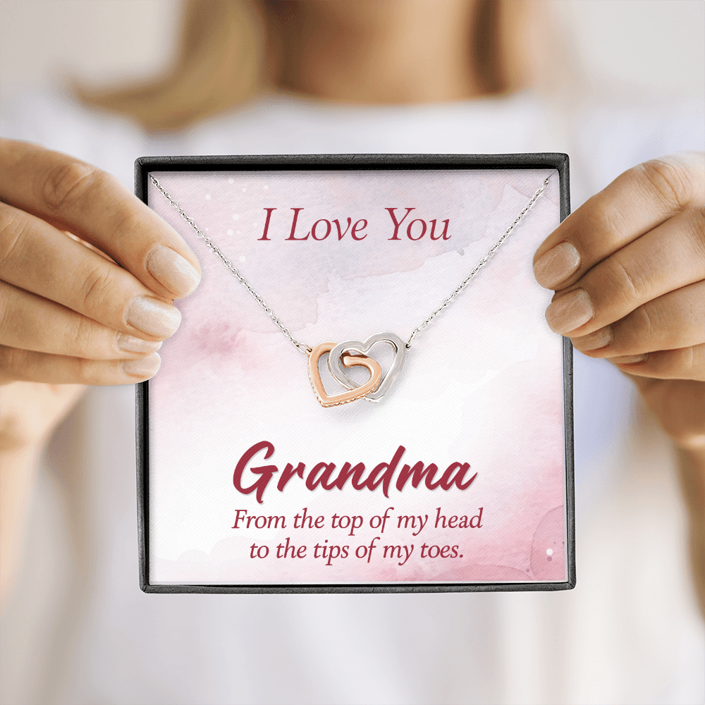 Interlocking Hearts Necklace :I Love You Grandma