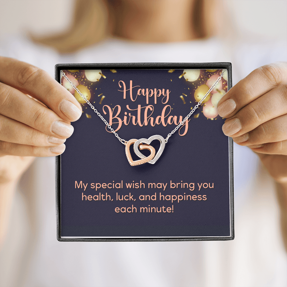 Interlocking Hearts Necklace : Happy Birthday My Special Wish