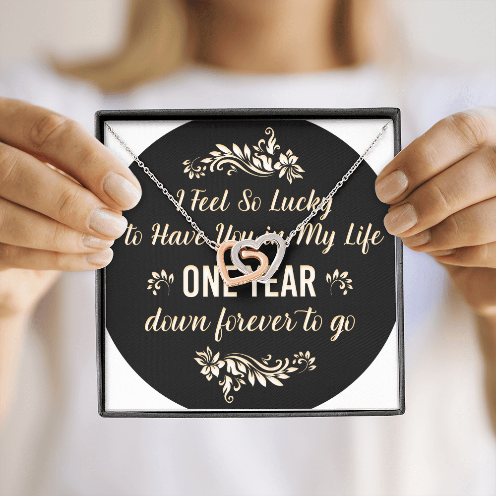 Interlocking Hearts Necklace: I Feel So Lucky To  Have You