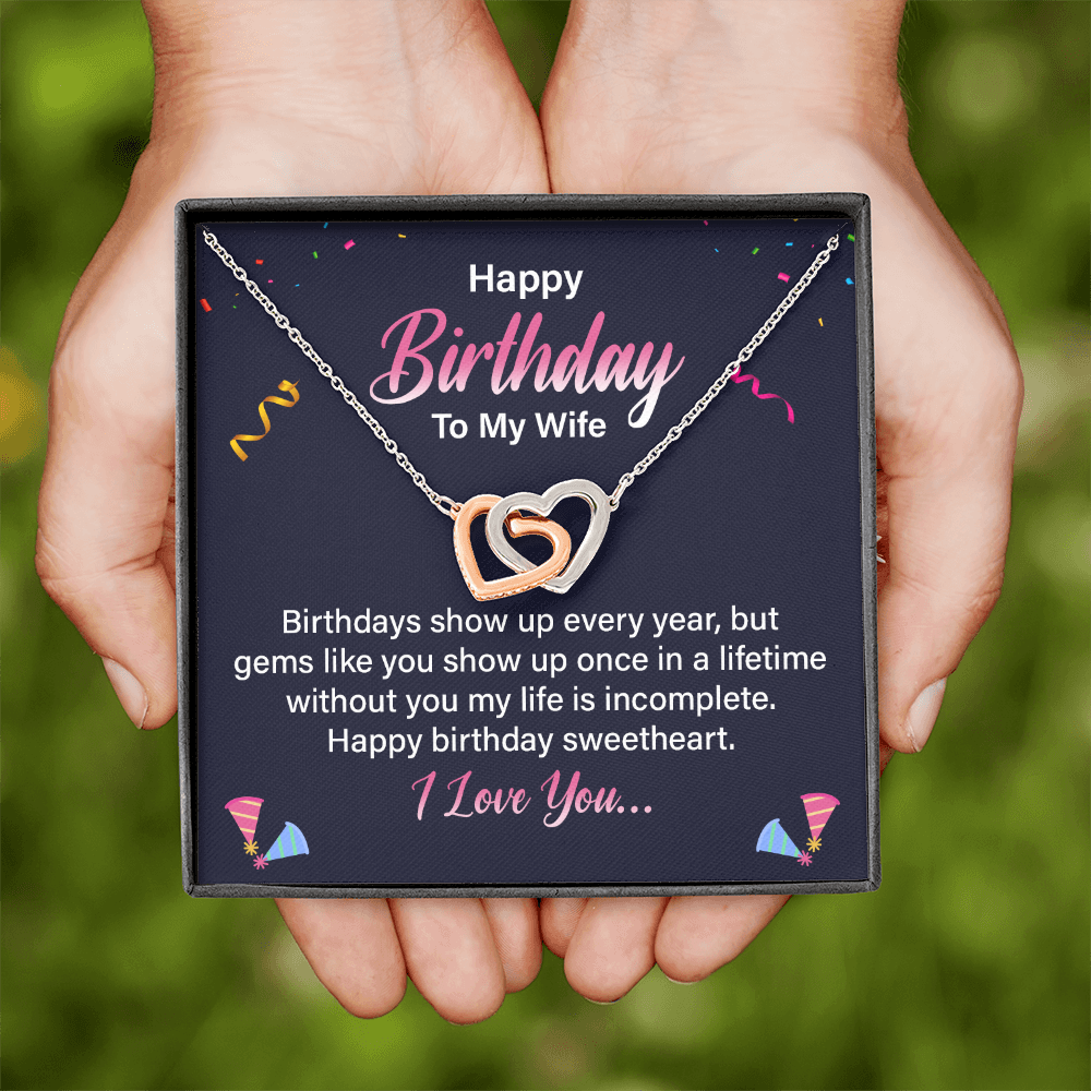 Interlocking Hearts Necklace :Happy Birthday To My Wife I Love You