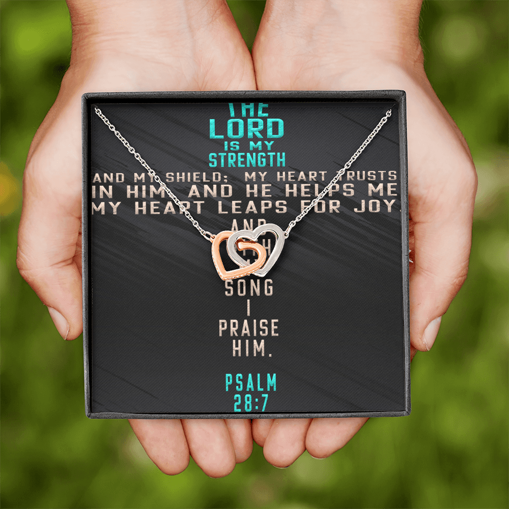 Interlocking Hearts Necklace : The Lord Is My Strength