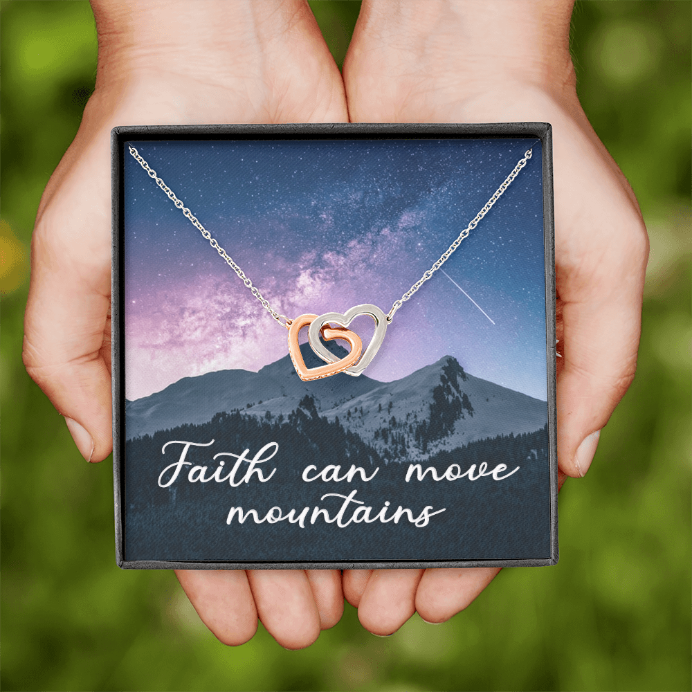 Interlocking Hearts Necklace : Faith Can Move Mountains