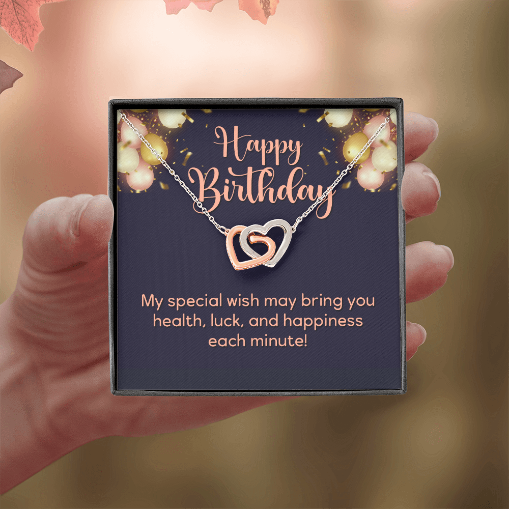 Interlocking Hearts Necklace : Happy Birthday My Special Wish