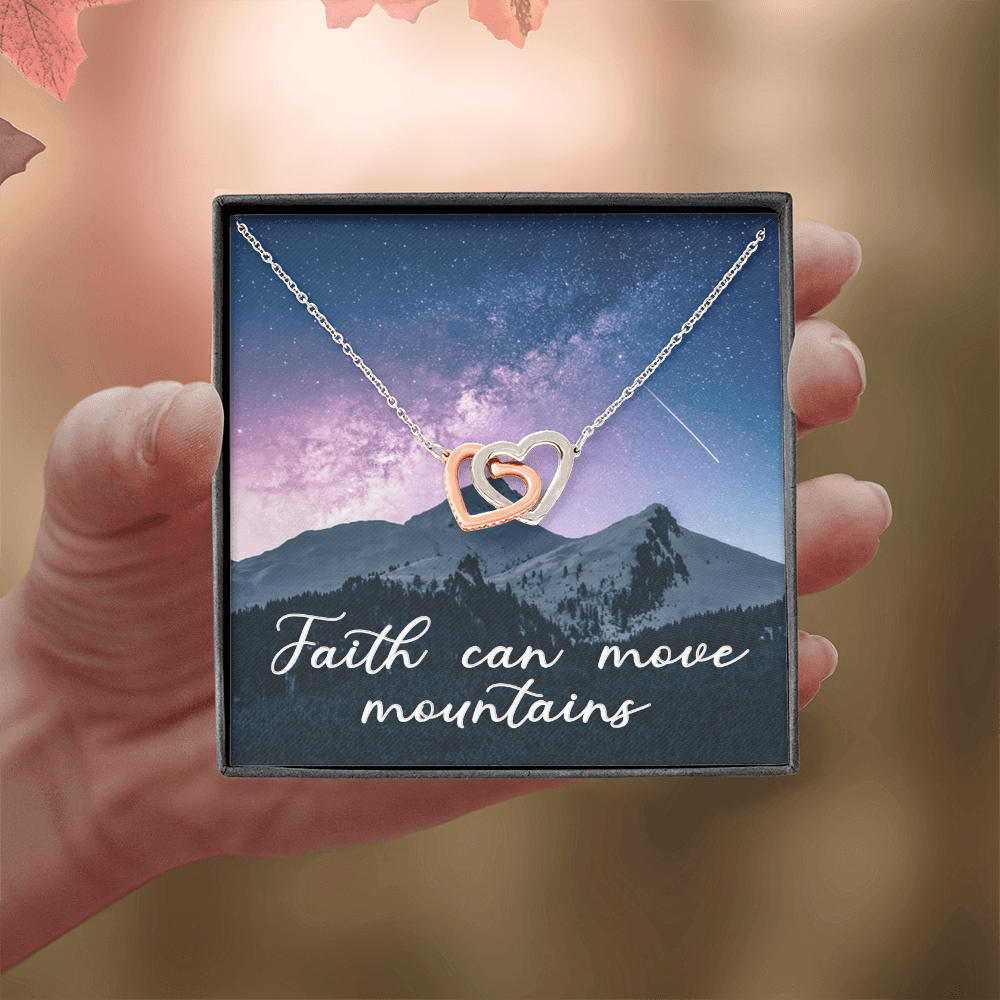 Interlocking Hearts Necklace : Faith Can Move Mountains
