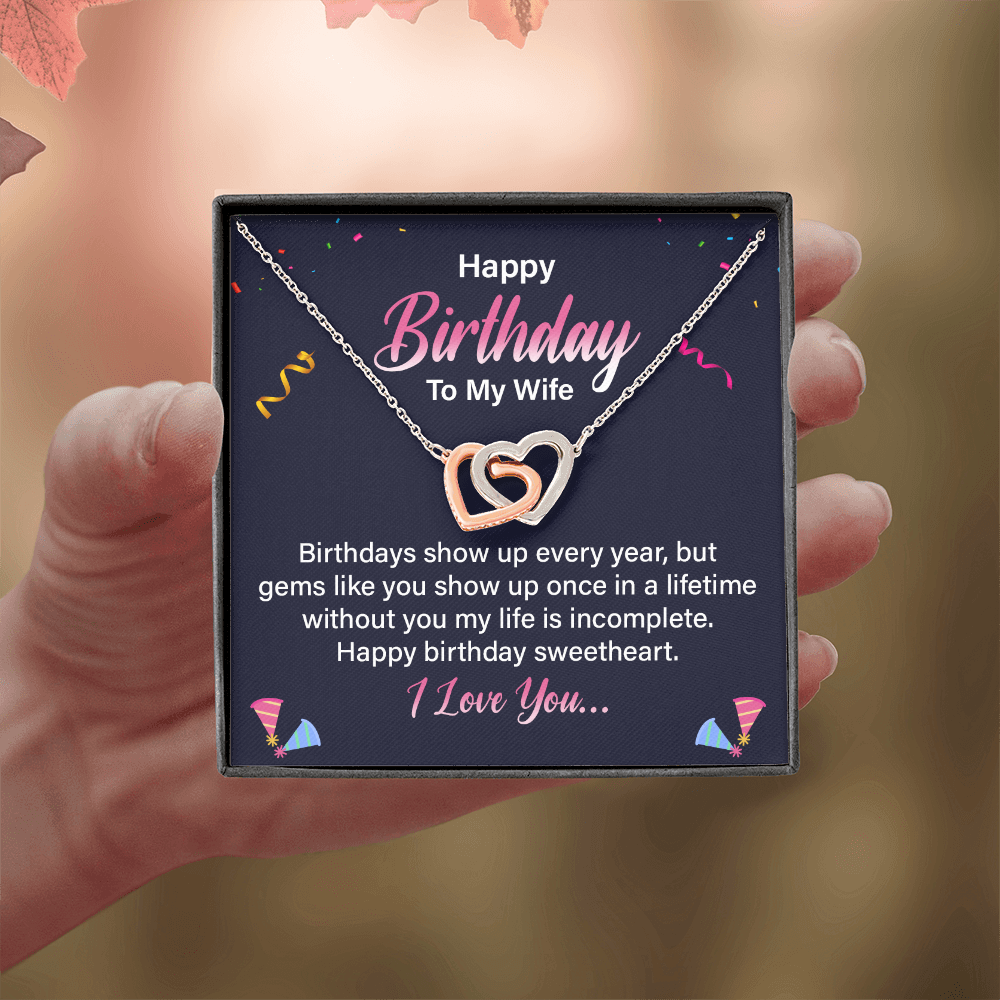 Interlocking Hearts Necklace :Happy Birthday To My Wife I Love You