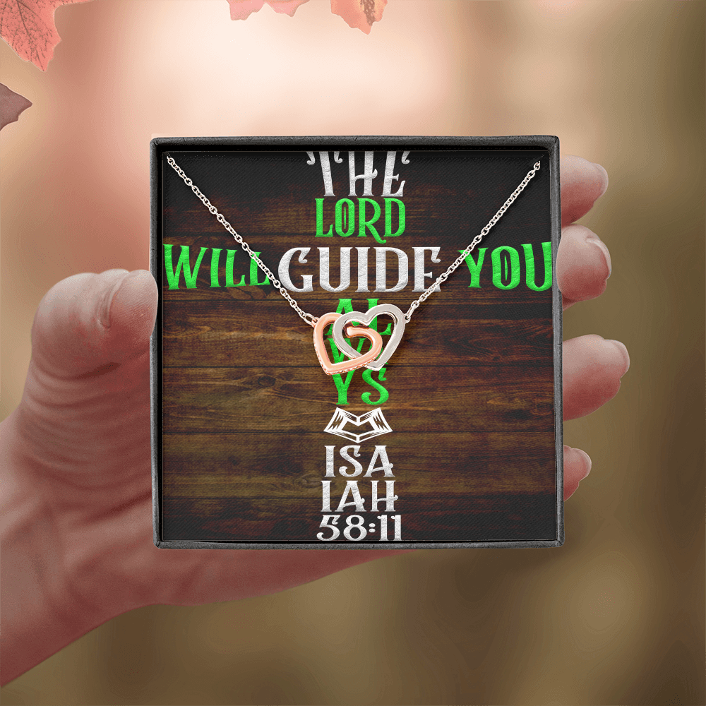 Interlocking Hearts Necklace: The Lord Will Guide You