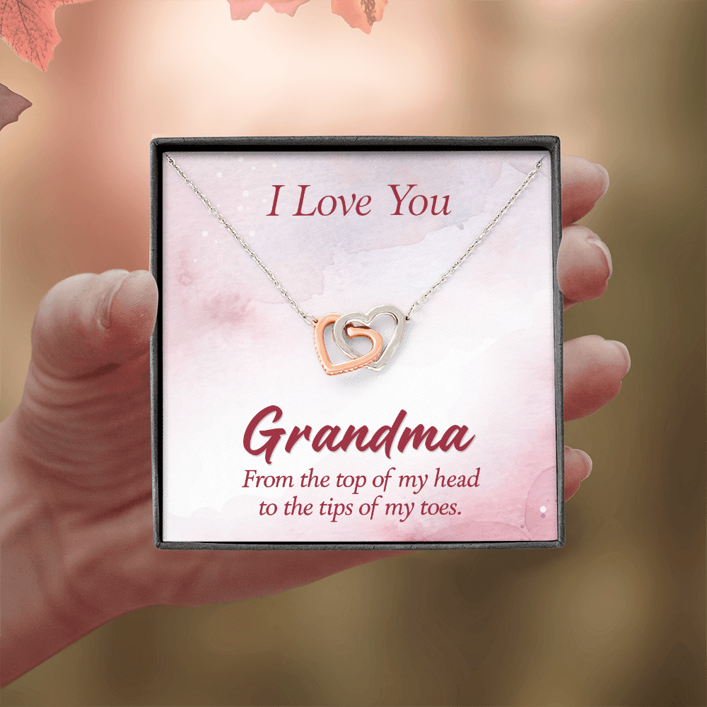 Interlocking Hearts Necklace :I Love You Grandma