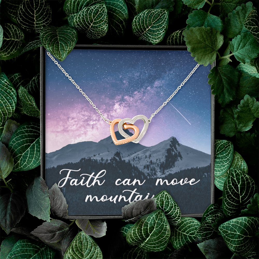 Interlocking Hearts Necklace : Faith Can Move Mountains