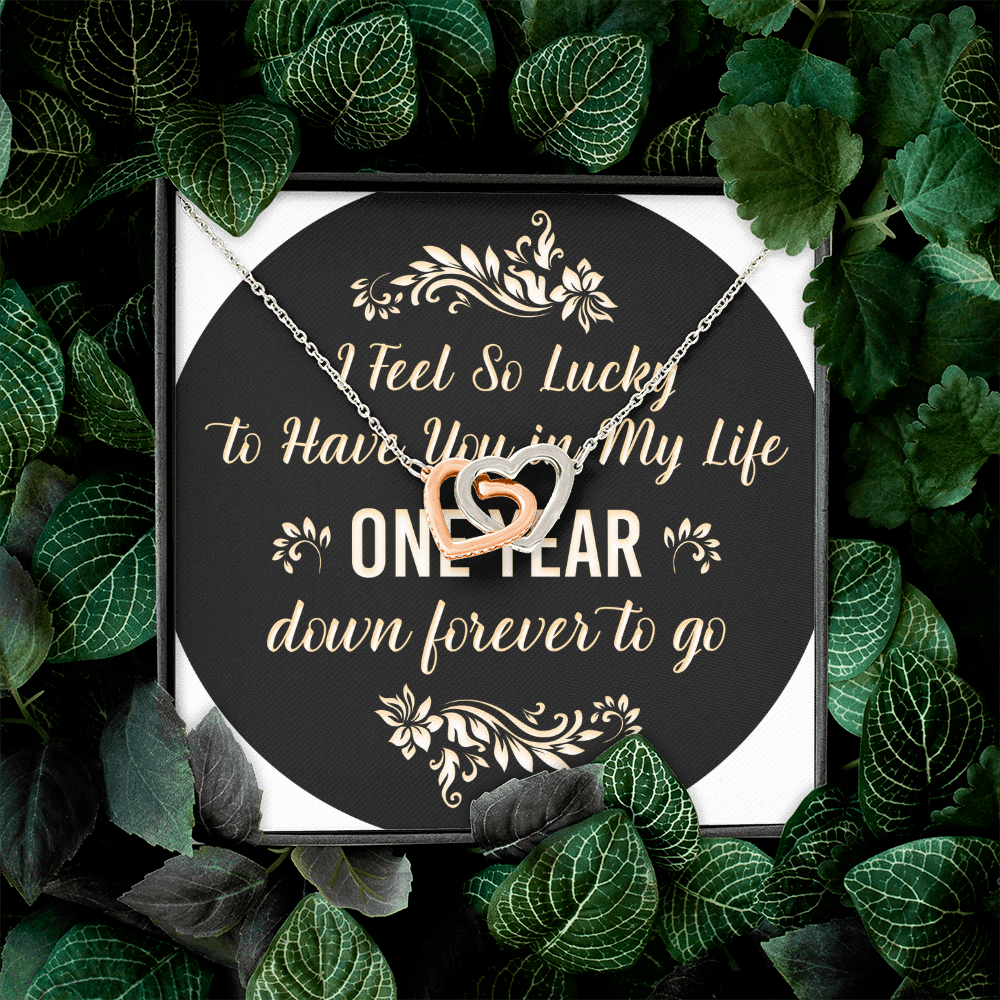 Interlocking Hearts Necklace: I Feel So Lucky To  Have You