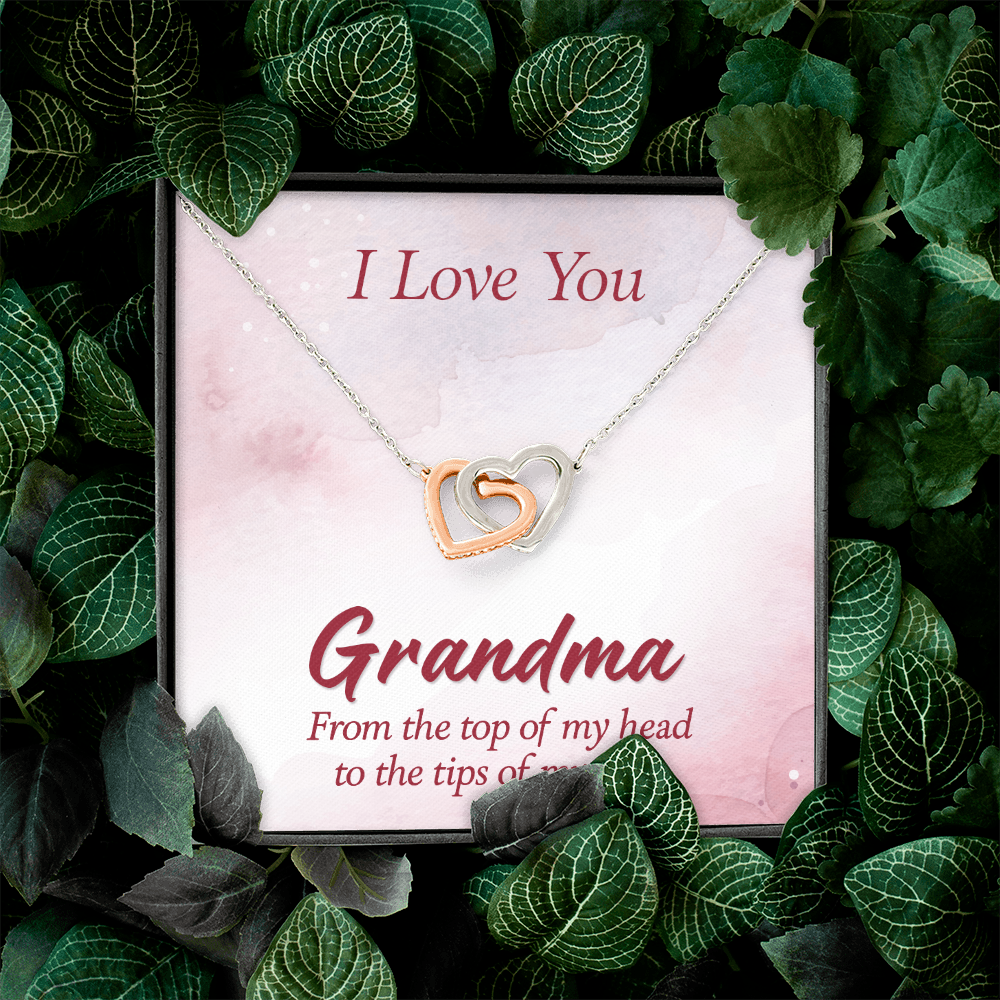 Interlocking Hearts Necklace :I Love You Grandma