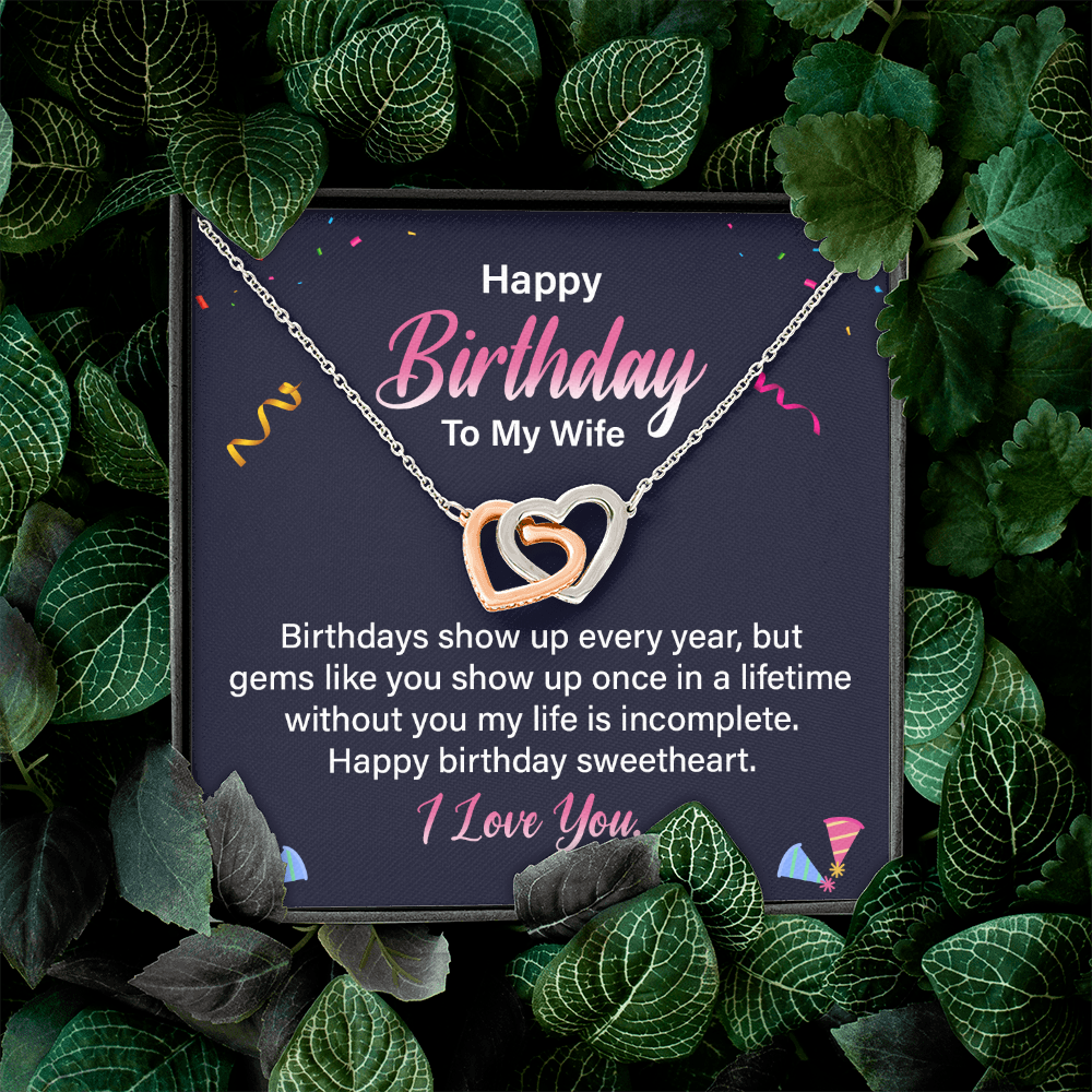 Interlocking Hearts Necklace :Happy Birthday To My Wife I Love You