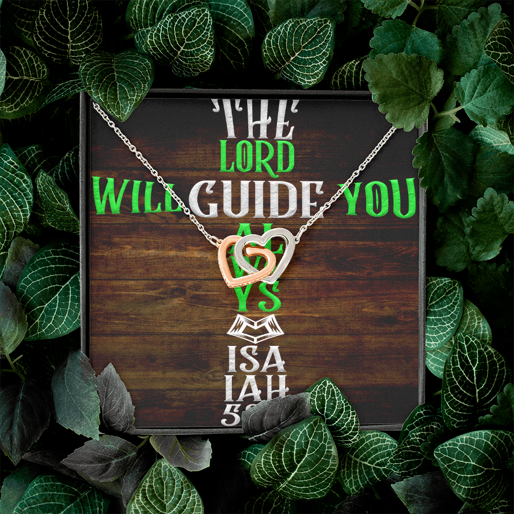 Interlocking Hearts Necklace: The Lord Will Guide You