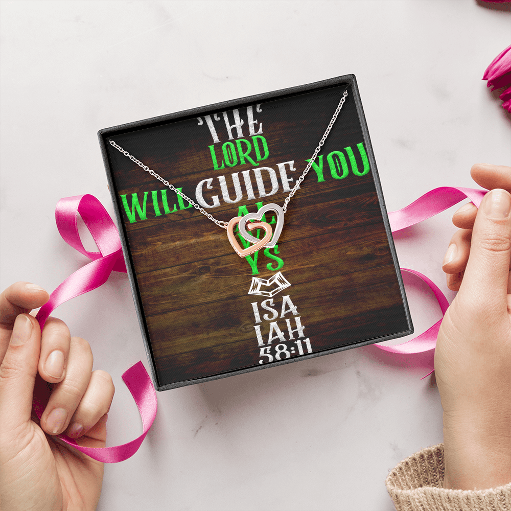 Interlocking Hearts Necklace: The Lord Will Guide You