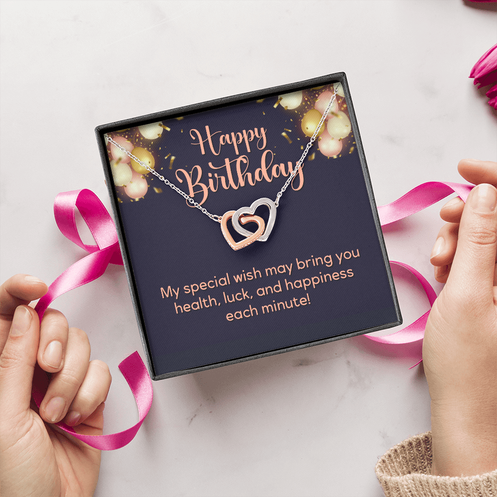 Interlocking Hearts Necklace : Happy Birthday My Special Wish