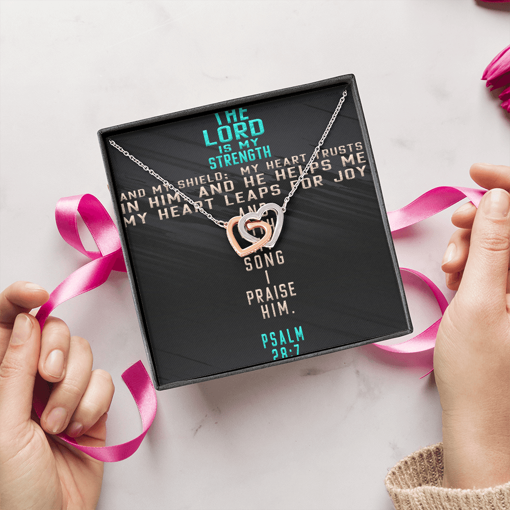 Interlocking Hearts Necklace : The Lord Is My Strength