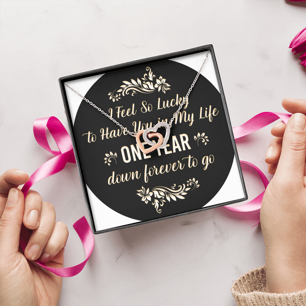 Interlocking Hearts Necklace: I Feel So Lucky To  Have You