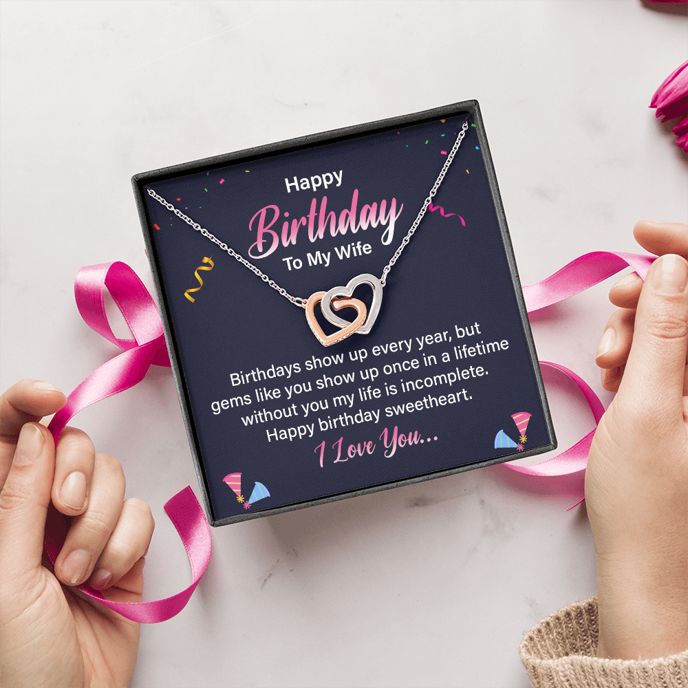 Interlocking Hearts Necklace :Happy Birthday To My Wife I Love You