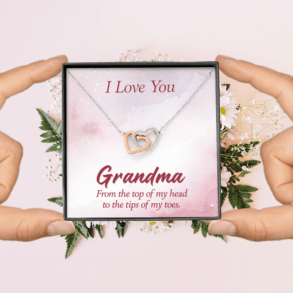 Interlocking Hearts Necklace :I Love You Grandma