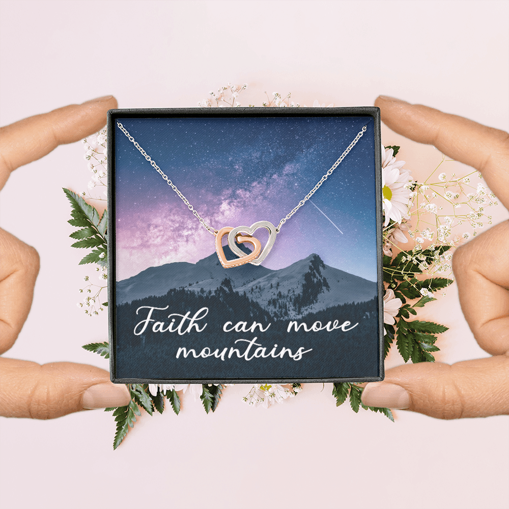 Interlocking Hearts Necklace : Faith Can Move Mountains