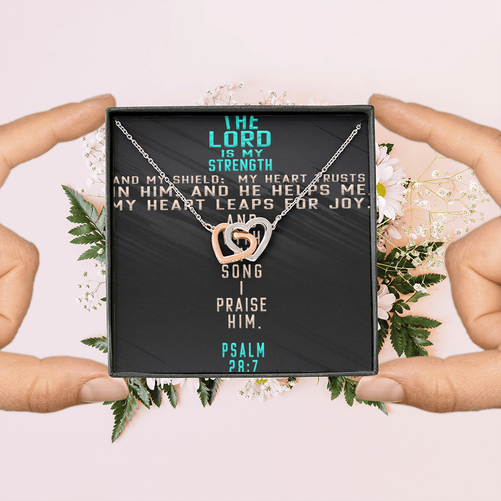 Interlocking Hearts Necklace : The Lord Is My Strength