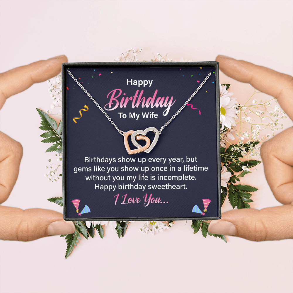 Interlocking Hearts Necklace :Happy Birthday To My Wife I Love You