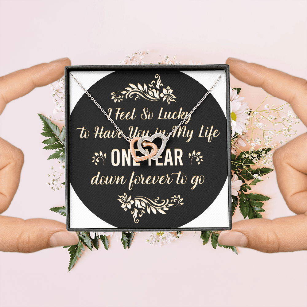 Interlocking Hearts Necklace: I Feel So Lucky To  Have You