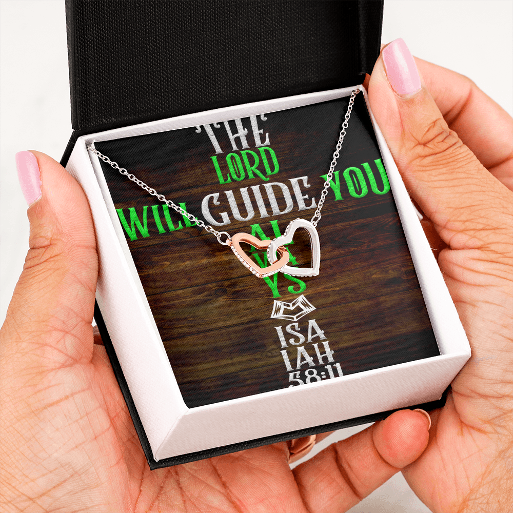 Interlocking Hearts Necklace: The Lord Will Guide You