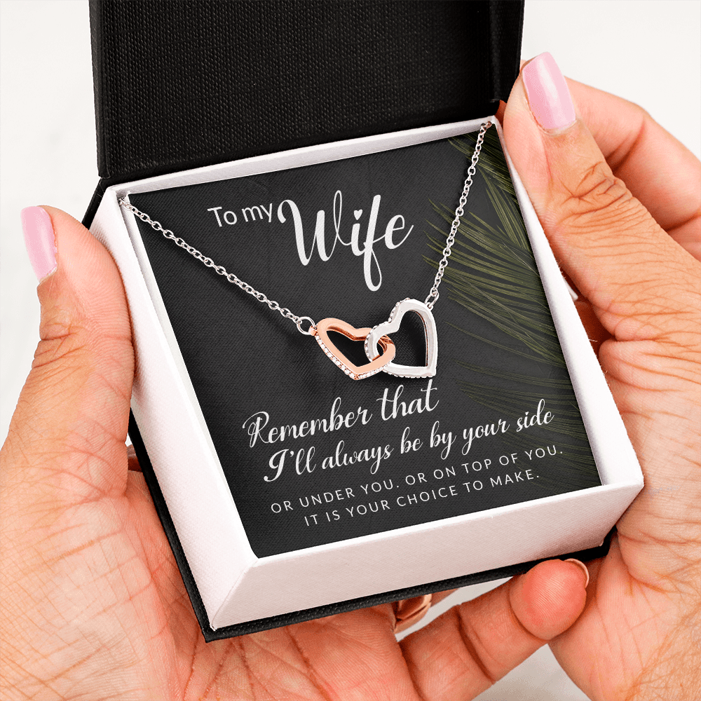 Interlocking Hearts Necklace : To My Wife I'll Always Be By Your Side