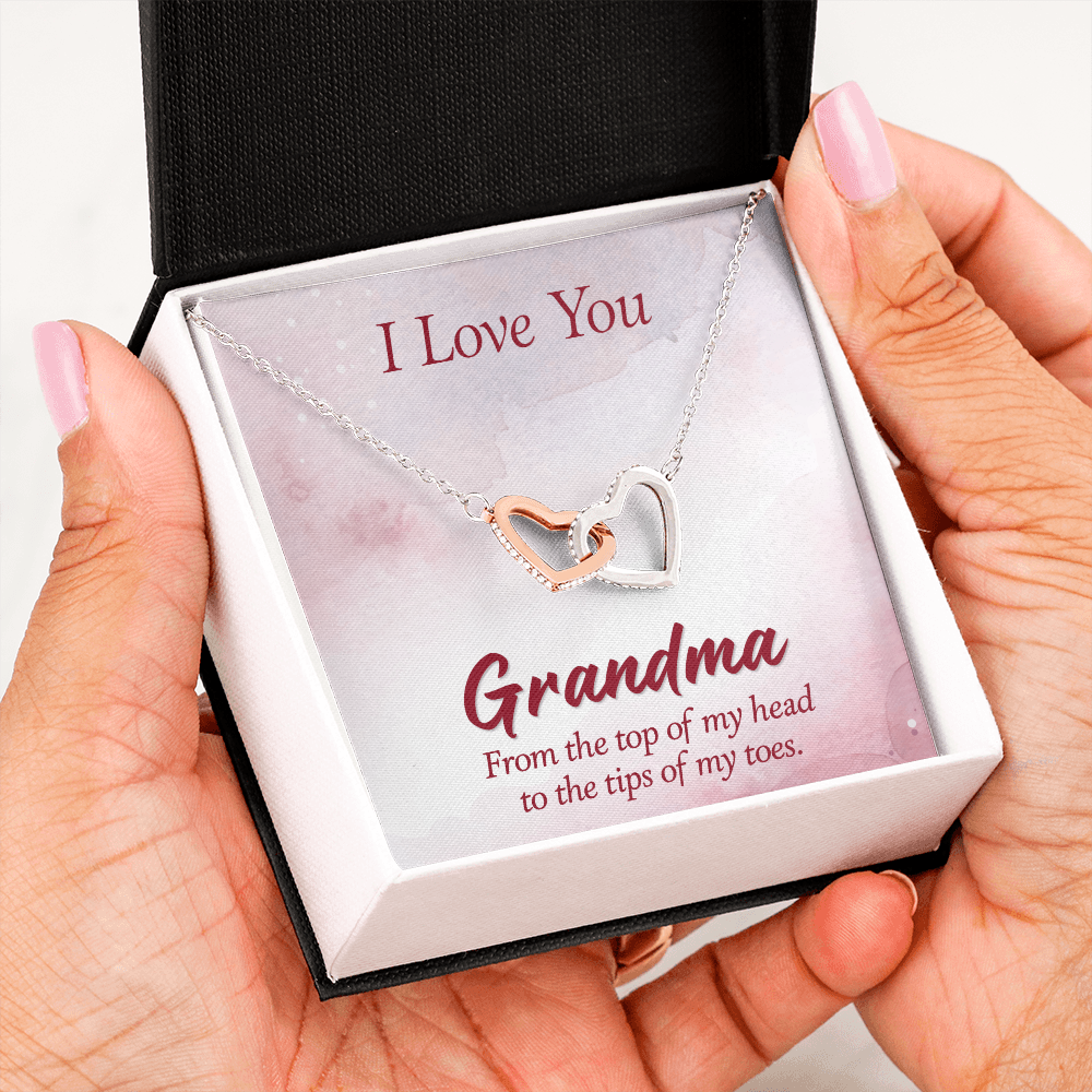 Interlocking Hearts Necklace :I Love You Grandma
