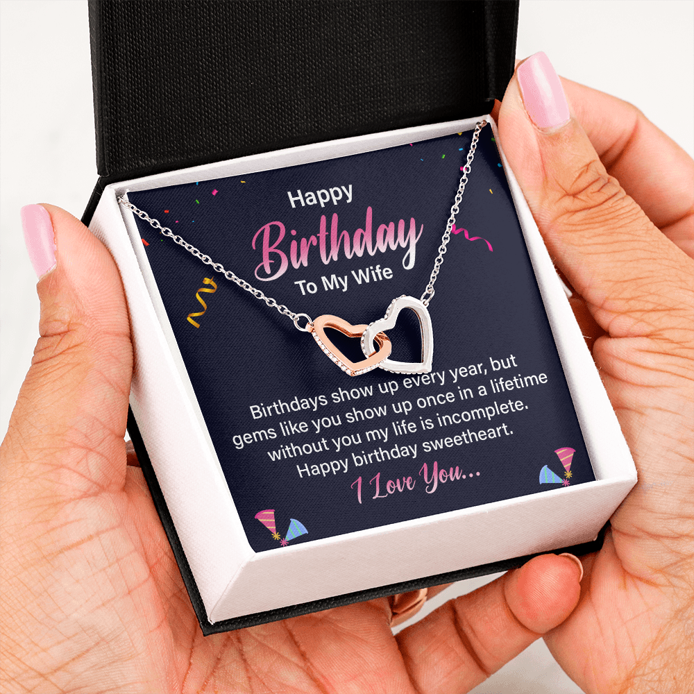 Interlocking Hearts Necklace :Happy Birthday To My Wife I Love You