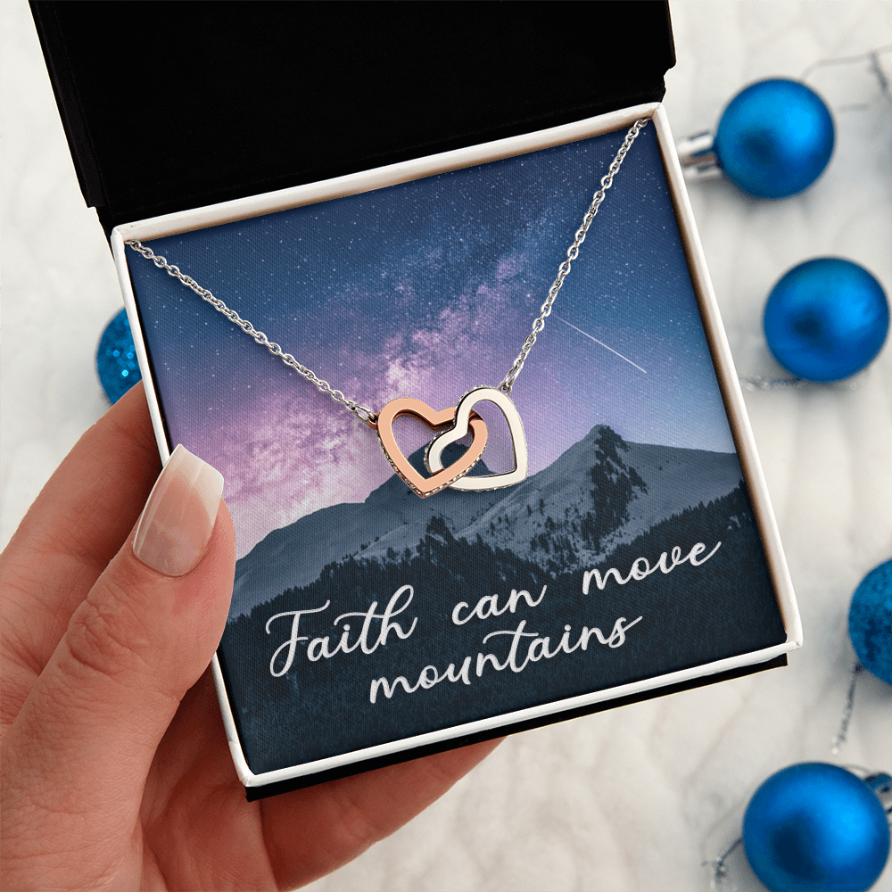 Interlocking Hearts Necklace : Faith Can Move Mountains