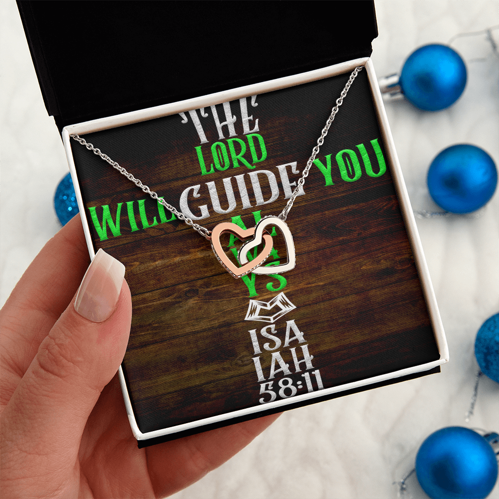 Interlocking Hearts Necklace: The Lord Will Guide You