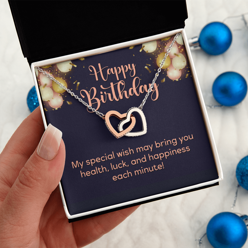 Interlocking Hearts Necklace : Happy Birthday My Special Wish