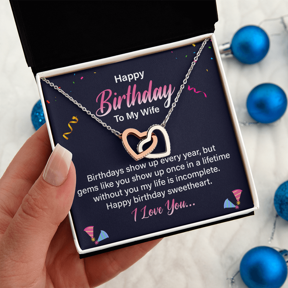 Interlocking Hearts Necklace :Happy Birthday To My Wife I Love You