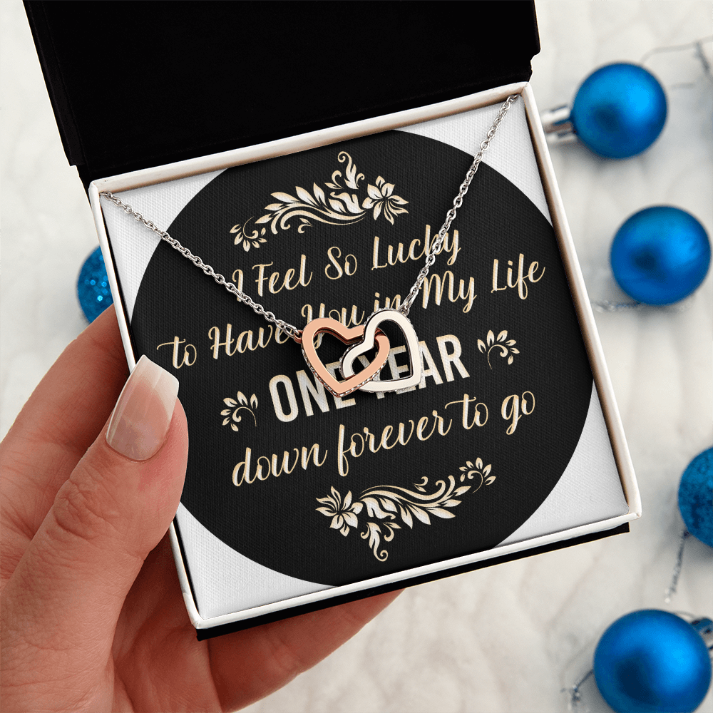 Interlocking Hearts Necklace: I Feel So Lucky To  Have You