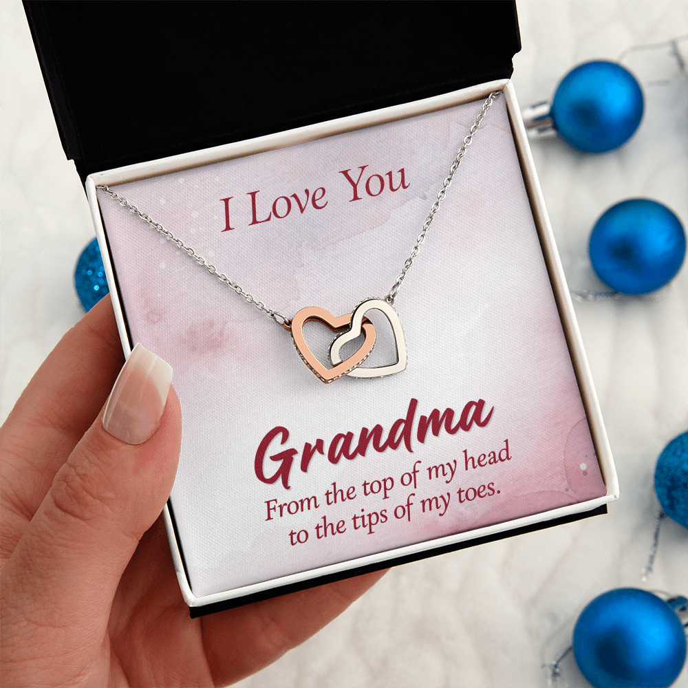 Interlocking Hearts Necklace :I Love You Grandma
