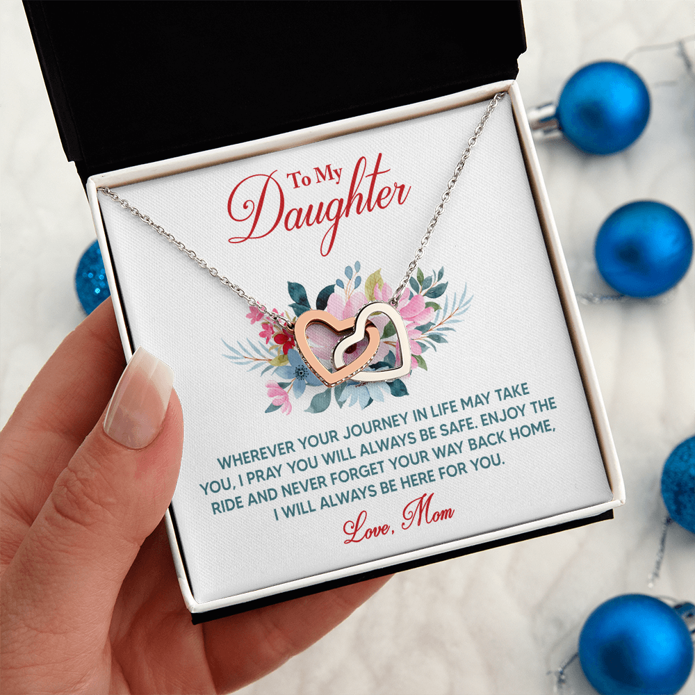 Interlocking Hearts Necklace: Love Mom