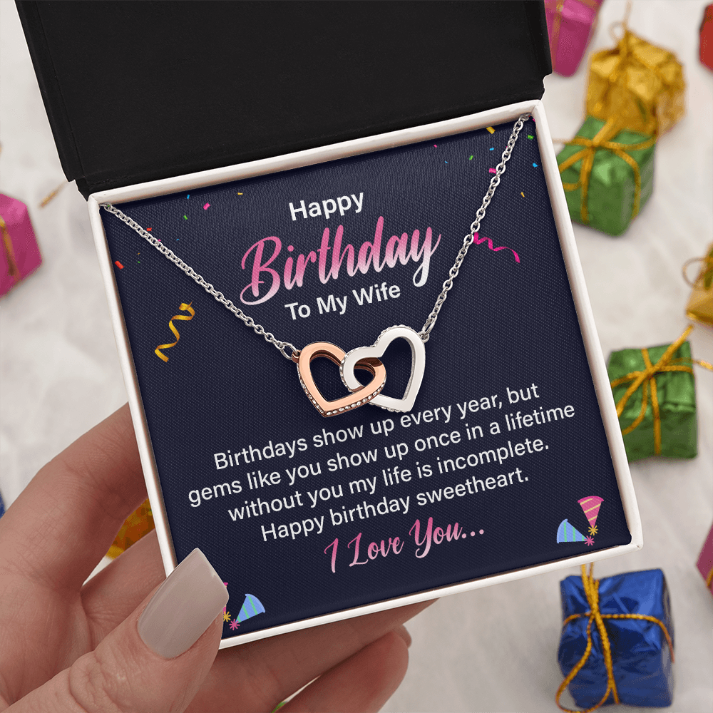 Interlocking Hearts Necklace :Happy Birthday To My Wife I Love You