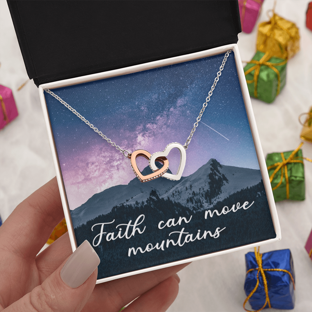 Interlocking Hearts Necklace : Faith Can Move Mountains