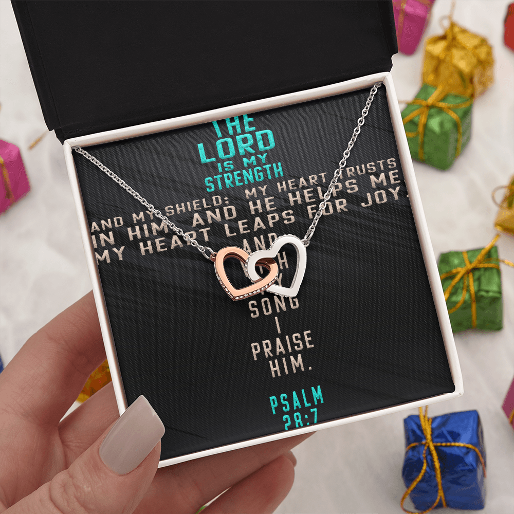 Interlocking Hearts Necklace : The Lord Is My Strength