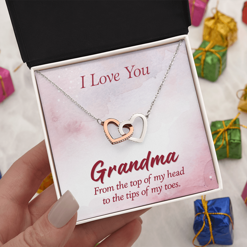 Interlocking Hearts Necklace :I Love You Grandma