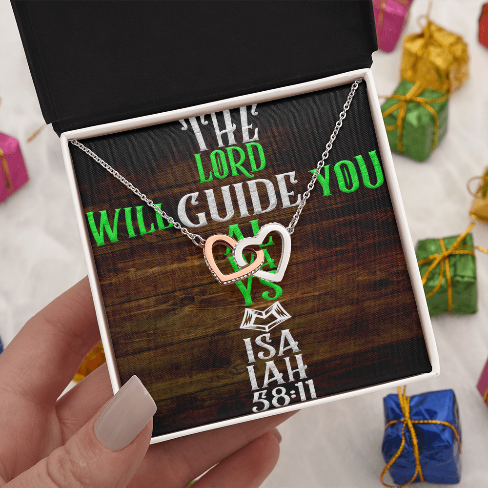 Interlocking Hearts Necklace: The Lord Will Guide You