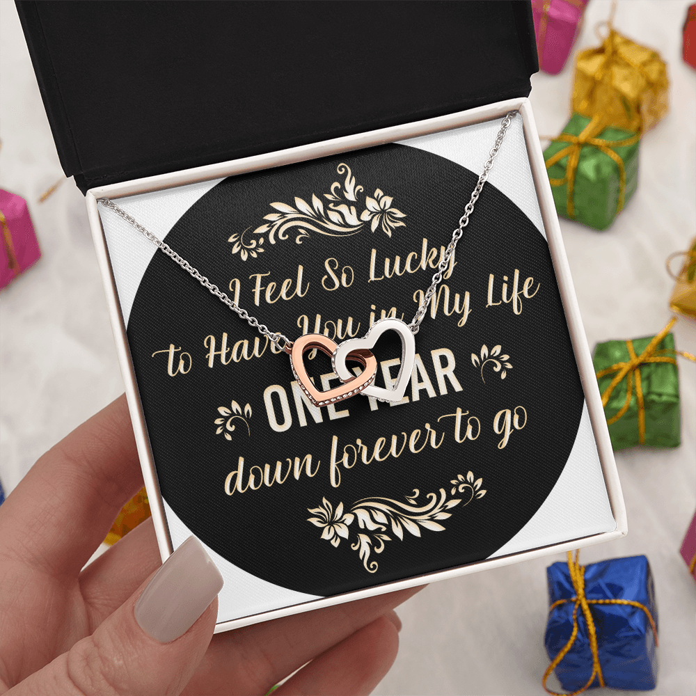 Interlocking Hearts Necklace: I Feel So Lucky To  Have You